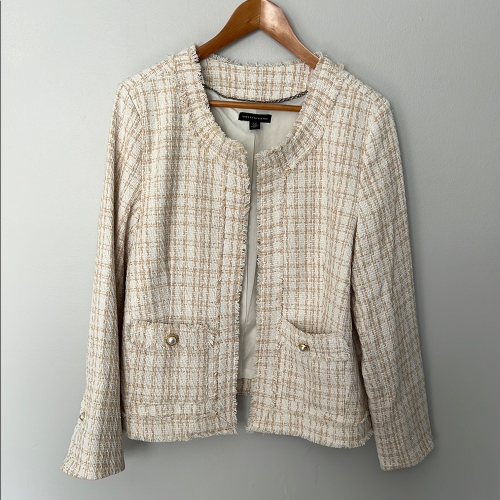 Sale Fifth Avenue Cream Tweed Jacket Blazer